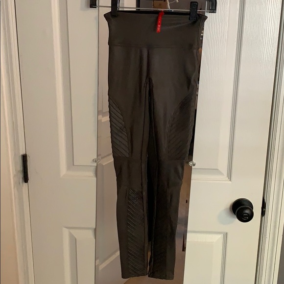 SPANX Pants Jumpsuits Grey Faux Leather Moto Leggings Xs